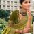  olive green multi work  viscose saree with unstitched blouse