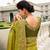  olive green multi work  viscose saree with unstitched blouse