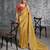  mustard resham & zari embroidery nylon zari satin silk saree with unstitched blouse