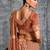  chocklate resham & zari embroidery nylon zari satin silk saree with unstitched blouse