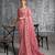 Fashionable peach pink multi thread work nylon zari satin silk saree with unstitched blouse