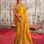 Soft silk mustard shaded resham & zari embroidery  viscose tissue saree with unstitched blouse