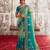 Celebrity type rama shaded multi work  viscose tissue saree with unstitched blouse