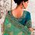 Celebrity type rama shaded multi work  viscose tissue saree with unstitched blouse