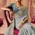 greyish blue multi work  viscose saree with unstitched blouse