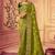parrot green multi thread work  viscose saree with unstitched blouse