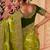parrot green multi thread work  viscose saree with unstitched blouse