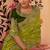parrot green multi thread work  viscose saree with unstitched blouse
