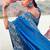  royal blue resham & zari embroidery  satin silk saree with unstitched blouse
