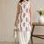 White elegant floral printed kurta set with contemporary styling & effortless charm