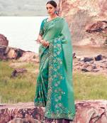 Fashionable sky blue shaded multi thread work  bagalpuri tissue sik saree with unstitched blouse