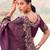 Floral wine multi thread work  satin silk saree with unstitched blouse