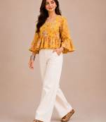 Stylish casual yellow top with flattering silhouette & premium comfort