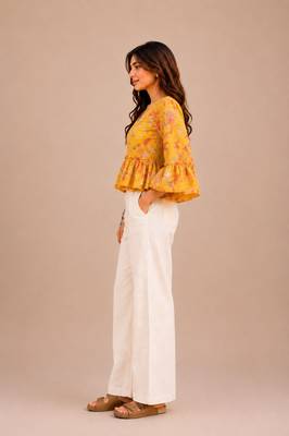 Stylish casual yellow top with flattering silhouette & premium comfort 3