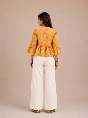 Stylish casual yellow top with flattering silhouette & premium comfort 4