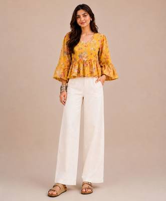 Stylish casual yellow top with flattering silhouette & premium comfort 5