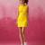 Yellow round neck sleeveless mini schiffli dress