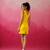 Yellow round neck sleeveless mini schiffli dress
