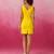 Yellow round neck sleeveless mini schiffli dress