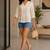 Off white embroidered work v neck cotton tunic