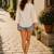 Off white embroidered work v neck cotton tunic