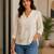 Off white embroidered work v neck cotton tunic