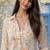 Designer beige floral printed casual v neck tunic