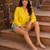 Yellow color schiffli embroidered v neck casual tunic