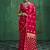 Rani pink satin silk blend saree with gold zari buti