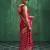 Rani pink satin silk blend saree with gold zari buti
