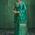 Teal green satin silk blend saree with gold zari buti