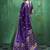 Violet satin silk blend saree with gold zari buti