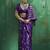 Violet satin silk blend saree with gold zari buti