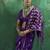 Violet satin silk blend saree with gold zari buti