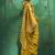 Mustard satin silk blend saree with gold zari buti