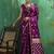 Dark wine satin silk blend saree with gold zari buti