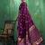 Dark wine satin silk blend saree with gold zari buti