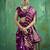 Dark wine satin silk blend saree with gold zari buti