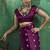 Dark wine satin silk blend saree with gold zari buti
