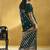 Datk teal green satin silk blend saree with gold zari buti