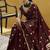 Maroon satin silk blend saree with gold zari buti