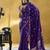 Dark violet satin silk blend saree with gold zari buti