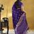 Dark violet satin silk blend saree with gold zari buti
