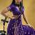 Dark violet satin silk blend saree with gold zari buti