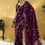 Dark wine satin silk blend saree with gold zari buti