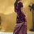 Dark wine satin silk blend saree with gold zari buti