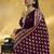 Dark wine satin silk blend saree with gold zari buti