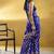 Royal blue satin silk blend saree with gold zari buti