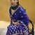 Royal blue satin silk blend saree with gold zari buti