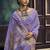 Lavender linen silk blend saree with gold zari border & floral pallu